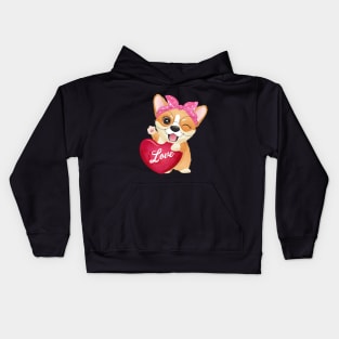 corgi love valentine tshirt Kids Hoodie